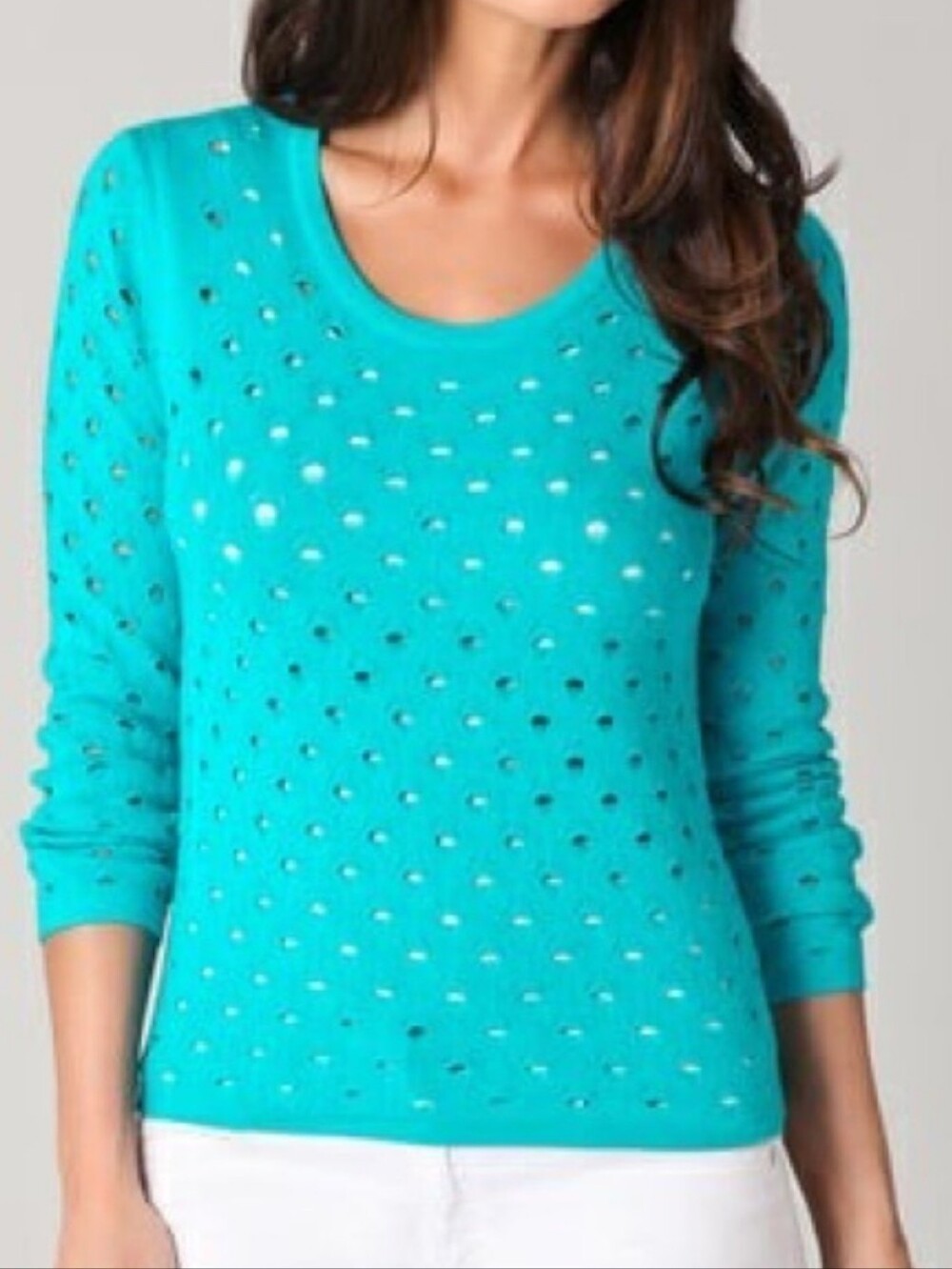 Rag And Bone Diamond Eyelet Scoop Neck Pullover Sweater Size XS